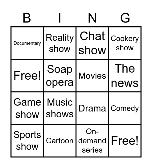 Tv shows  Bingo Card