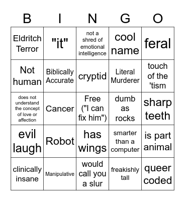 Azzie's Type Bingo Card