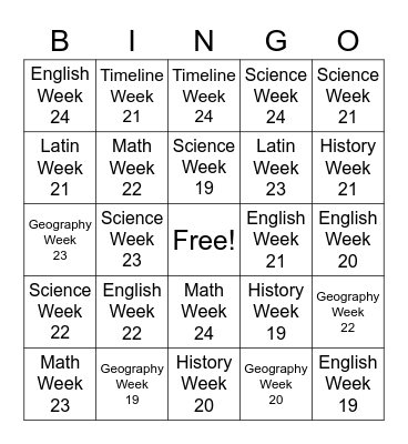 CC Review Weeks 19-24 Bingo Card