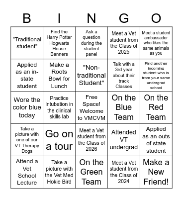 VMCVM Visit Day Bingo Card
