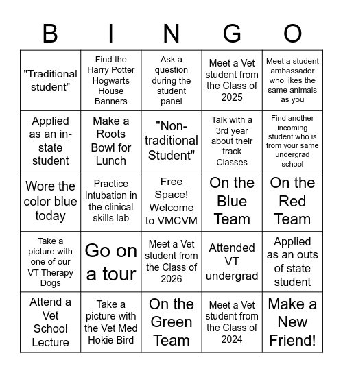 VMCVM Visit Day Bingo Card