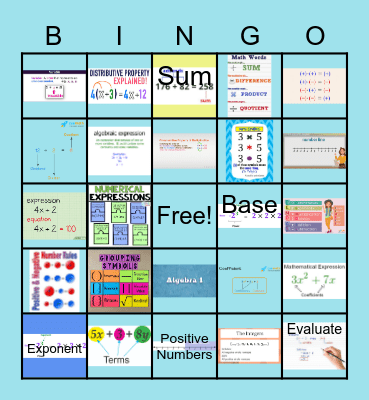 Algebra 1 Bingo Card