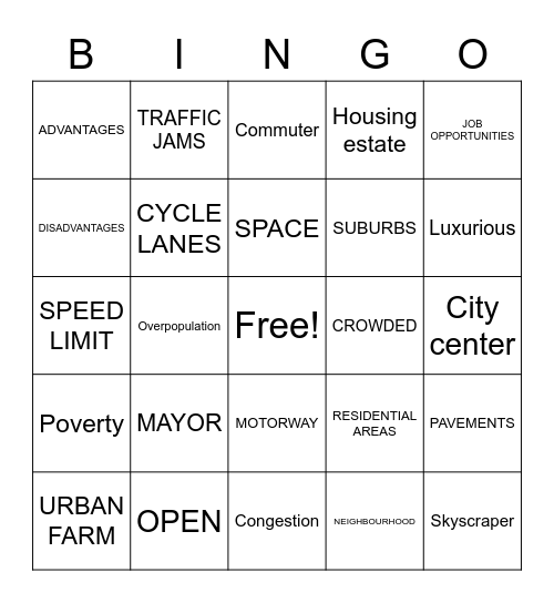 OUR TOWN Bingo Card