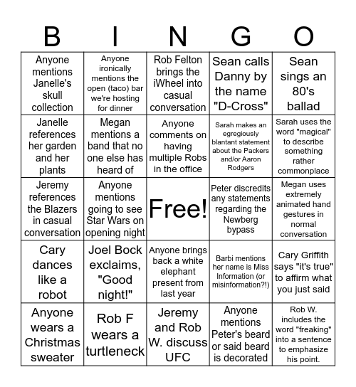 Christmas Bingo! Bingo Card