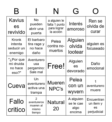 Zhander´s Butchery Bingo Card