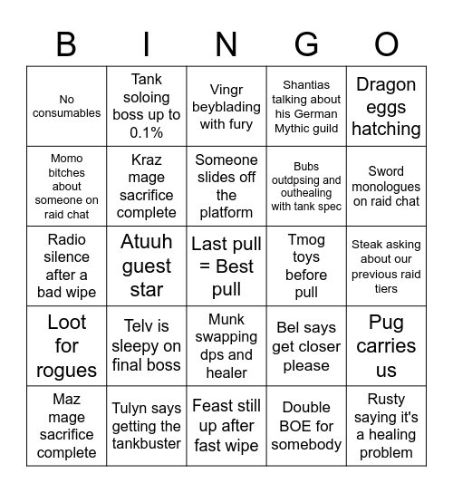 Nakedgang bingo board Bingo Card