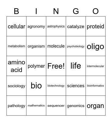 BIOCHEM BINGO Card