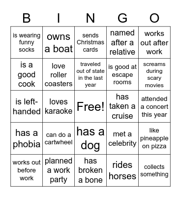 Human Bingo Card