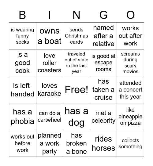 Human Bingo Card