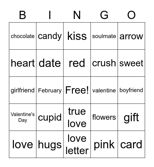 VALENTINE'S DAY BINGO Card