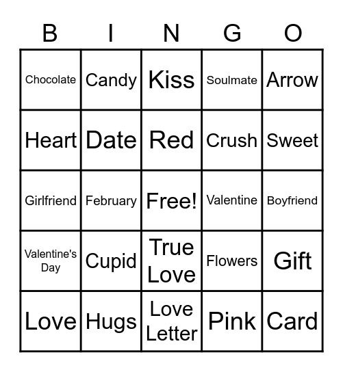 VALENTINE'S DAY BINGO Card