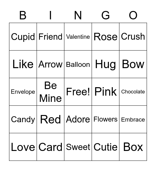 Valentine's Bingo Card