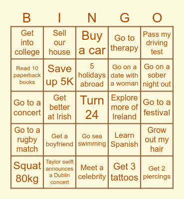 Kayleigh’s 2023 Bingo Card Bingo Card