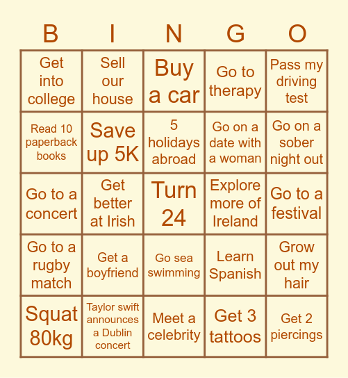 Kayleigh’s 2023 Bingo Card Bingo Card