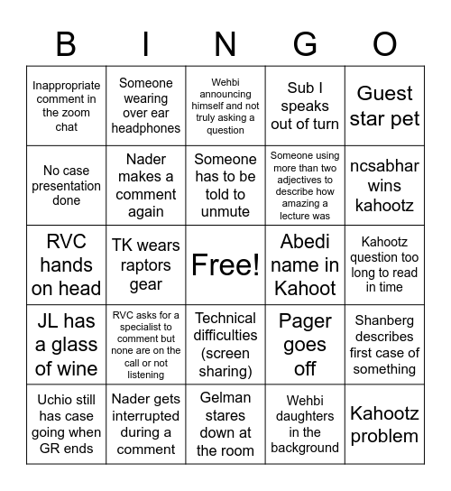 Grand Rounds Bingo 2/13 Bingo Card