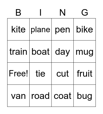 Long sounds Bingo Card