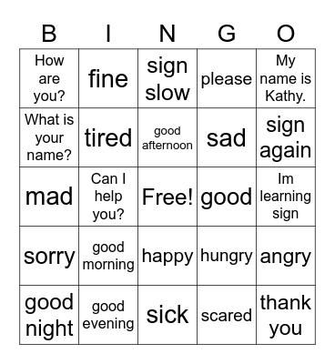 Signs You  Should Know Bingo Card