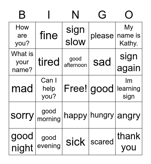 Signs You  Should Know Bingo Card