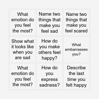 What an Emotion!! Bingo Card