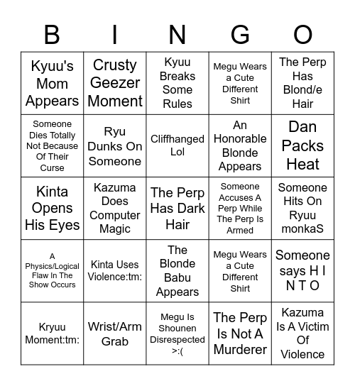 Detective School Bingo Lol Bingo Card