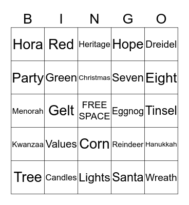 Holiday Bingo!! Bingo Card