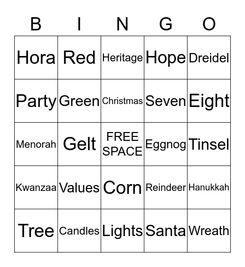 Holiday Bingo!! Bingo Card