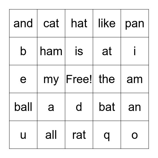 SEALS Bingo Card