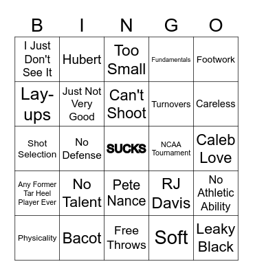 SCOTT WEBER TAR HEEL... Bingo Card