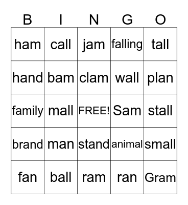 Glued Sounds Bingo Card