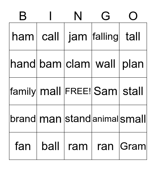 Glued Sounds Bingo Card