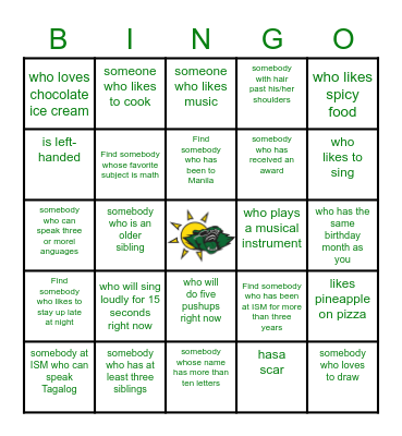 ISM and Caliraya Bingo Card