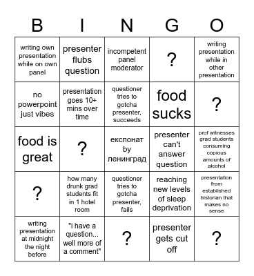 academic conference bingo Card