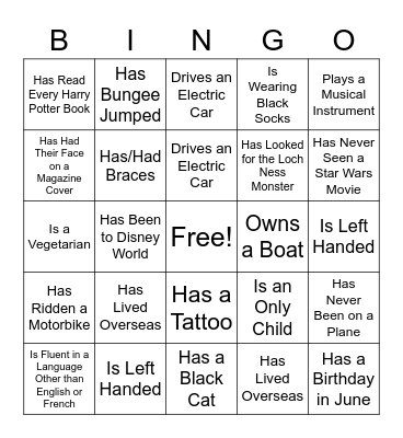 MINGLE BINGO Card