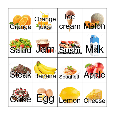 Food Bingo! Bingo Card