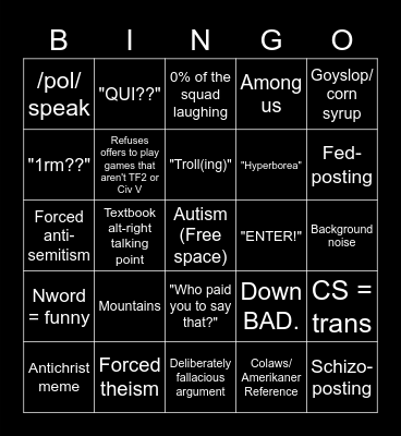 Tristen joins vc Bingo Card