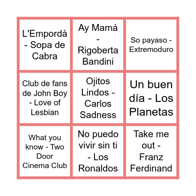 BINGO MUSICAL Bingo Card