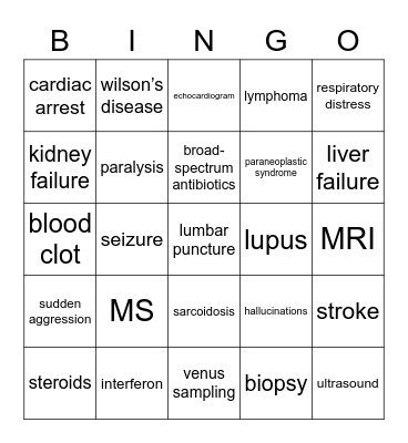 house md bingo Card