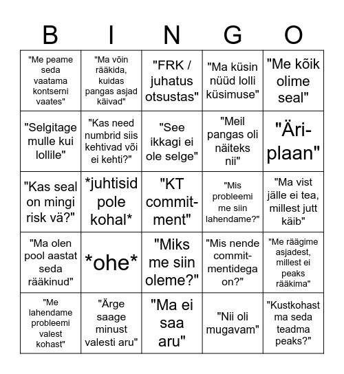 Tururiskide bingo 2024 Bingo Card