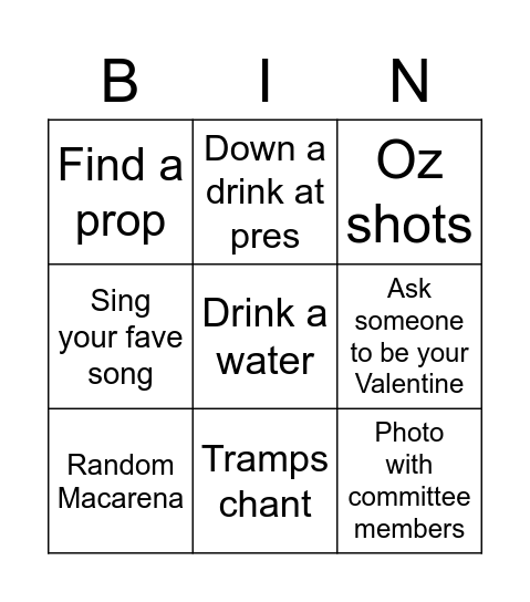 Tramps  Bingo Card