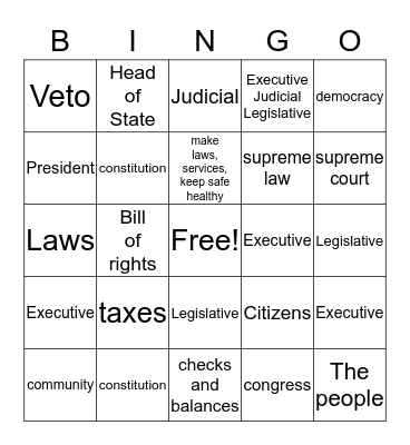 Government Bingo Card