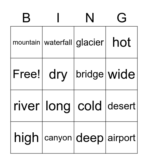 wonders of the world Bingo Card