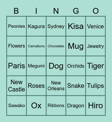 Shouta’s board Bingo Card