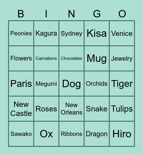 Shouta’s board Bingo Card