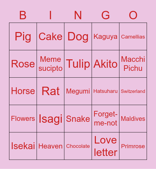 Memi's Bingo! Bingo Card