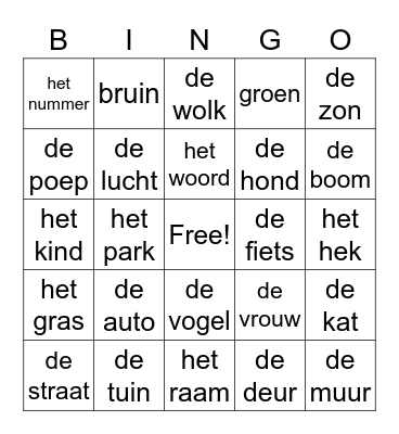 buiten Bingo Card