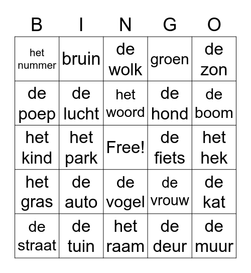 buiten Bingo Card