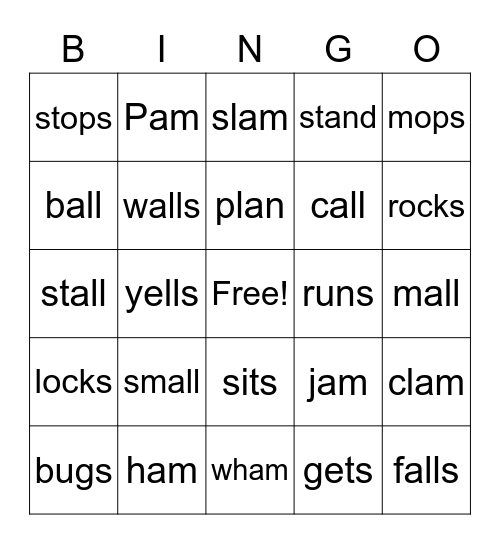 Glued Sounds and Suffix s Bingo Card