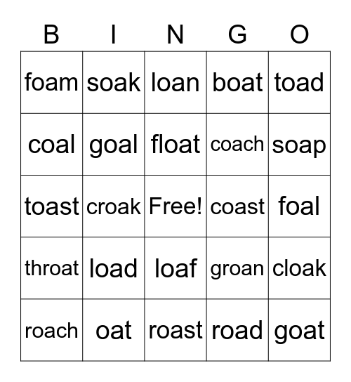 Syllable division bingo Card