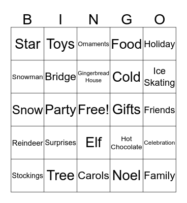 Holiday Bingo Card
