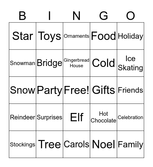 Holiday Bingo Card